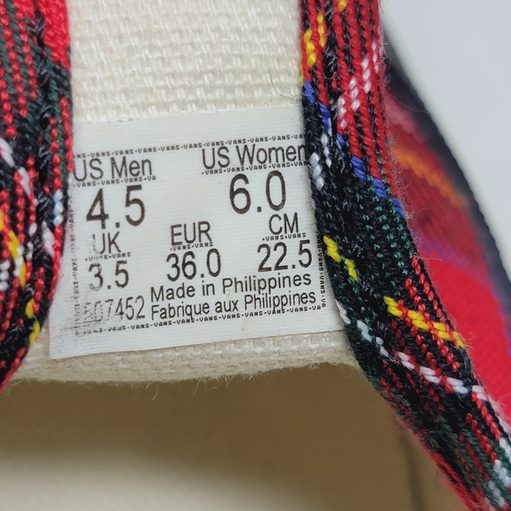 Vans Women's Size 6 Style 93 Red Tartan Plaid Mary Jane Sneakers 507452 New - Picture 4 of 11